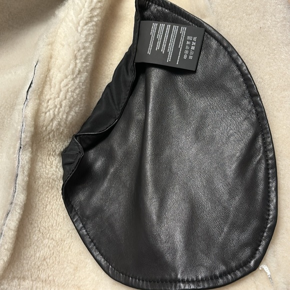 100% real leather and fur shearling winter jacket - Picture 13 of 16